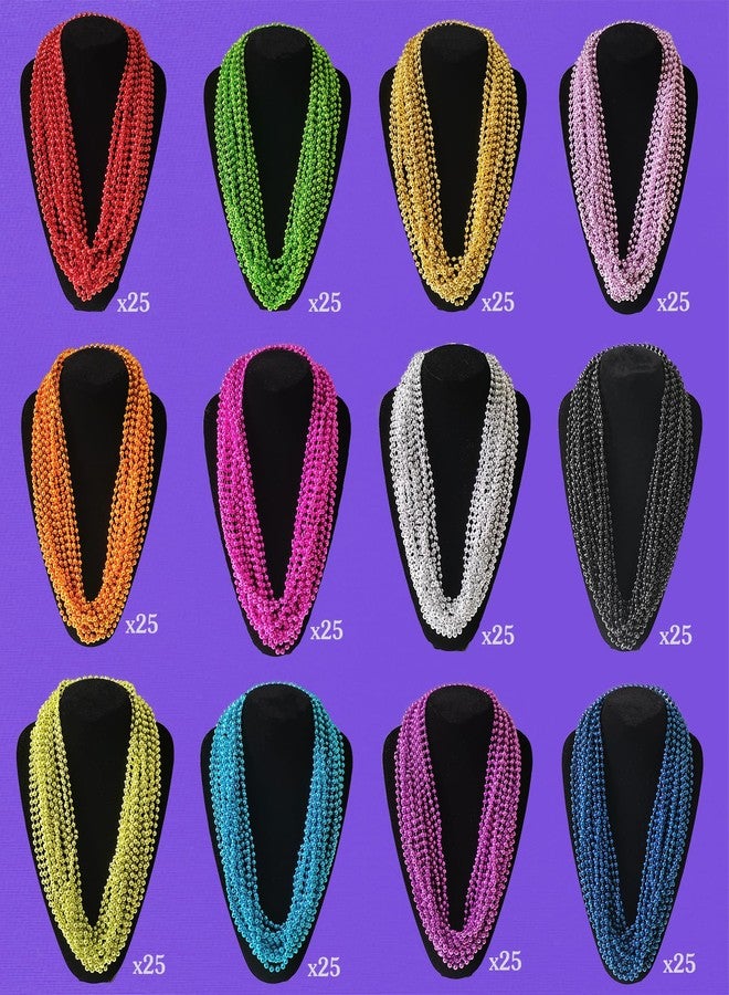 Becfupo 300 Pack 31.5 Inch 7mm Mardi Gras Beaded Necklaces, 12 Colors Mardi Gras Necklaces For Mardi Gras Festival Decoration, Parade, Costume Party - Image 2